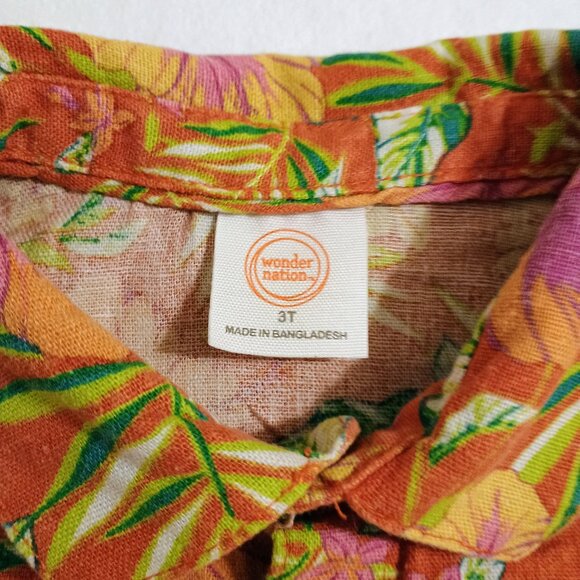 VGUC: Wonder Nation sz 3T Orange Floral Button-Down Toddler Shirt - Picture 3 of 3
